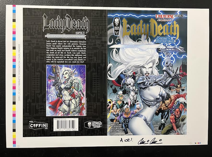Lady Death: Cybernetic Desecration - Premiere Edition - Uncut Cover Sheet B - Pulido Signed
