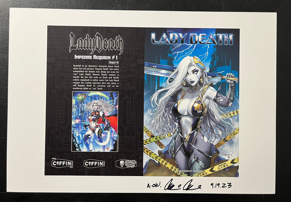 Lady Death: Imperial Requiem - Jewel Edition - Uncut Cover Sheet - Pulido Signed