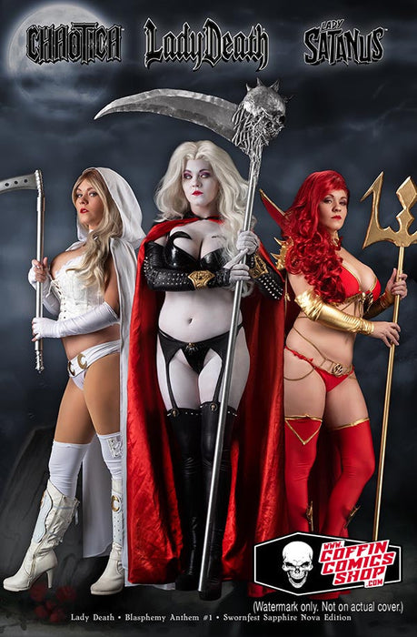 Lady Death: Blasphemy Anthem #1 - Swornfest Sapphire Nova Edition (BP Edition!) - Catacomb 10/15
