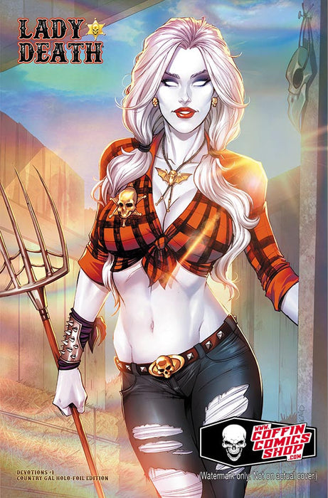 Lady Death: Devotions #1 - Country Gal Holo-Foil Edition (Mockup) - Catacomb 1/8