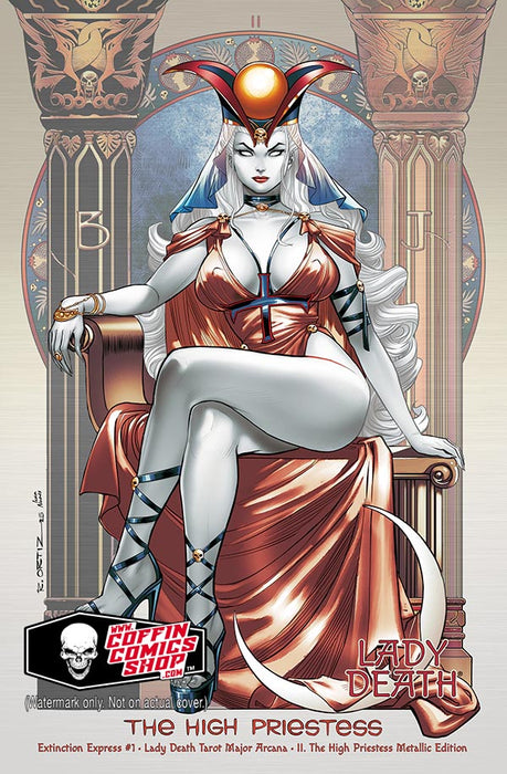 Lady Death: Extinction Express #1 - Lady Death Tarot Major Arcana - II. The High Priestess Metallic Edition