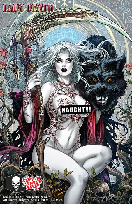 Lady Death: Enchantments #1 - Mike Krome Naughty Art Nouveau Embossed Metallic Edition (BP Edition!)