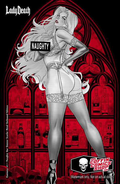 Lady Death: Fantasies #1 - Naughty Bar Sinister Scarlet Metal Embossed Edition (Mockup)