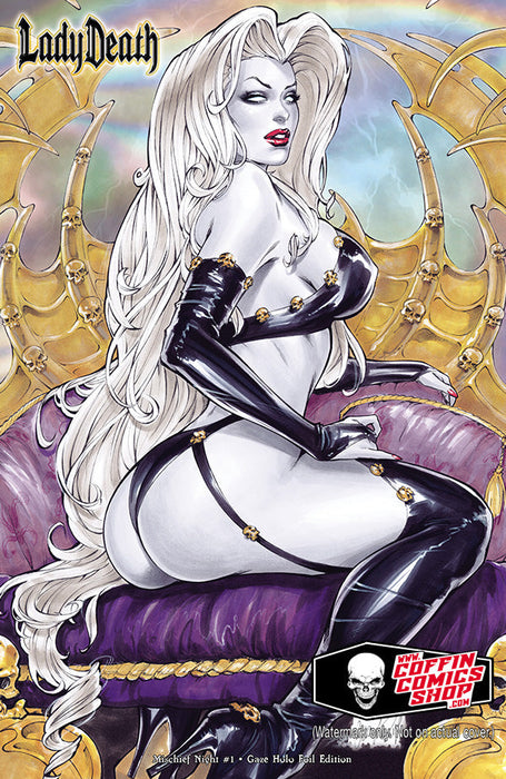 Lady Death: Mischief Night #1 - Gaze Holo-Foil Edition (LOW #5) - Mega Jeweled Copy! (Catacomb 6/11)