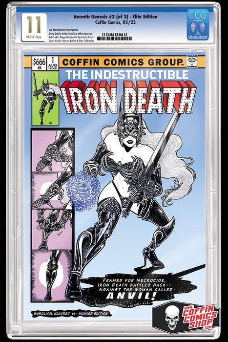 Lady Death: Necrotic Genesis #2 (of 2) - Comic Shop Iron Death Slabbed Edition