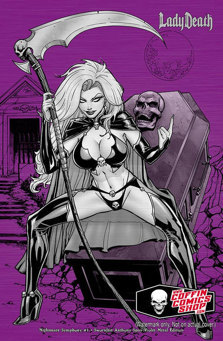 Lady Death: Nightmare Symphony #1 - Swornfest Anthony Spay Violet Metal Edition (BP Edition!) - Catacomb 8/20