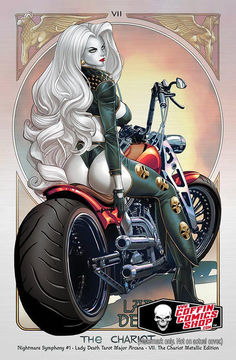 Lady Death: Nightmare Symphony #1 – Lady Death Tarot Major Arcana – VII. The Chariot Metallic Edition