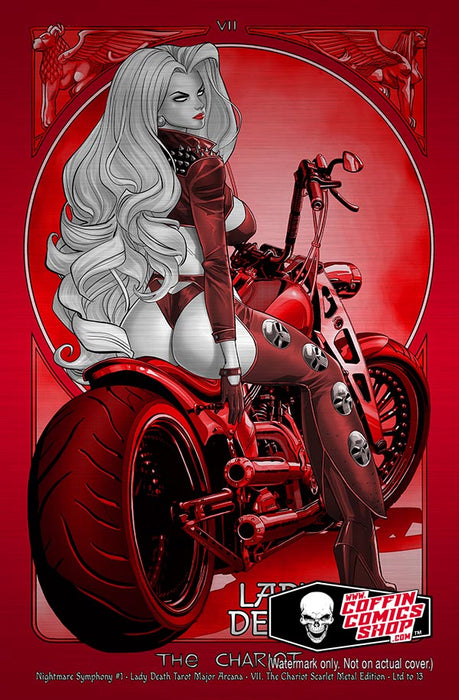 Lady Death: Nightmare Symphony #1 – Lady Death Tarot Major Arcana – VII. The Chariot Scarlet Metal Edition