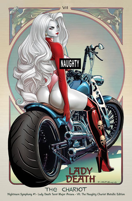 Lady Death: Nightmare Symphony #1 – Lady Death Tarot Major Arcana – VII. The Naughty Chariot Metallic Edition