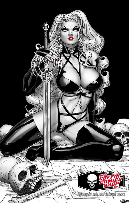 Lady Death: Richard Ortiz Skull & Bones B&W 11x17" Print