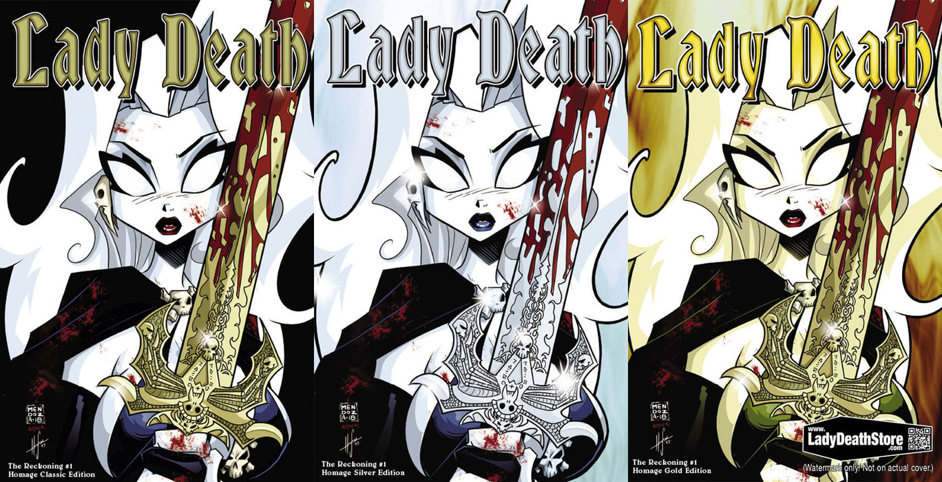Lady Death: The Reckoning #1 - 25th Anniversary Homage Edition 3-Book Set (LOW #6) - Catacomb 6/27