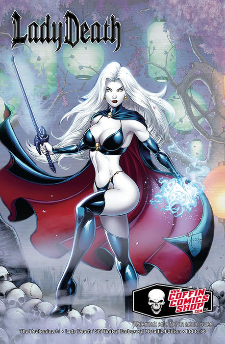 Lady Death: The Reckoning #1 - Lady Death / Shi United Embossed Metallic Edition (Mockup) - Catacomb 12/18