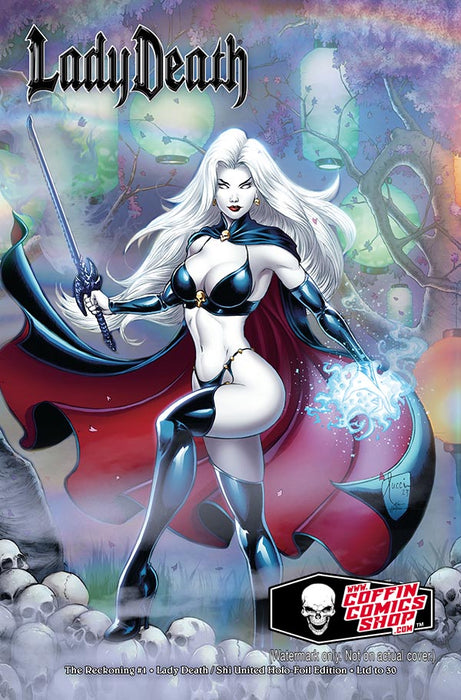 Lady Death: The Reckoning #1 - Lady Death / Shi United Holo-Foil Edition (BP Edition!) - Tomb Treasures 12/3
