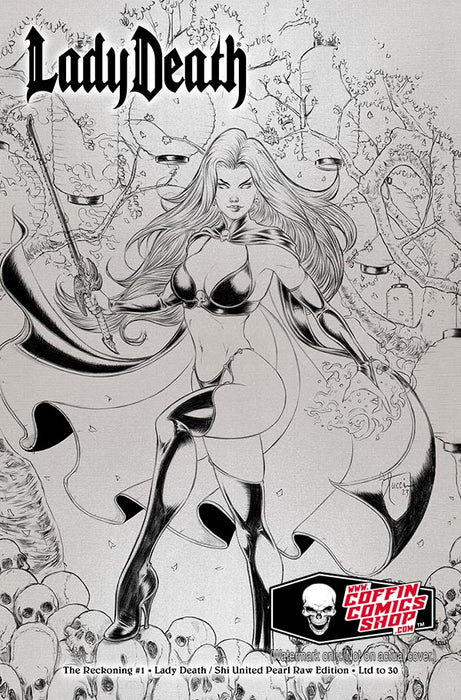 Lady Death: The Reckoning #1 - Lady Death / Shi United Pearl Raw Edition (Mockup) - Catacomb 7/9