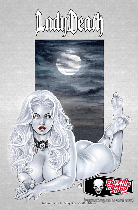 Lady Death: Swimsuit #1 - Birthday Suit Metallic Edition (Mockup) - Catacomb 12/5