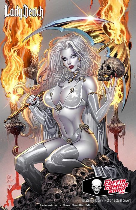 Lady Death: Swimsuit #1 - Pyre Metallic Edition (BP Edition!) - Catacomb 10/31