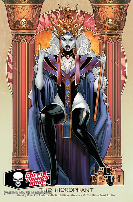 Lady Death: Unholy Ruin #1 - Lady Death Tarot Major Arcana - V. The Hierophant Edition