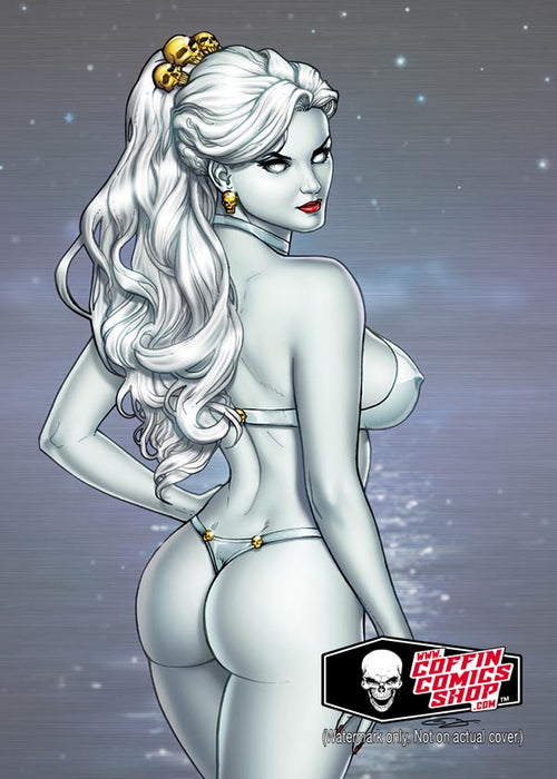Lady Death: White Bikini Metallicard