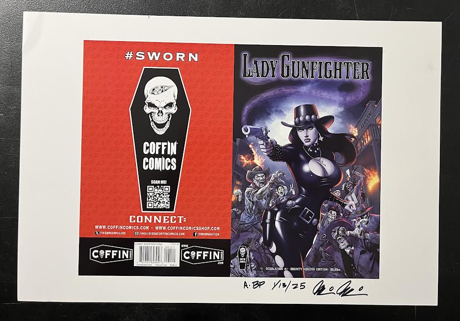 Lady Gunfighter: Desolation - Comic Shop Bounty Hunter Edition - Uncut Cover Sheet - Pulido Signed