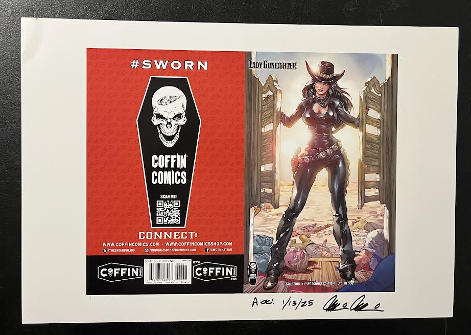 Lady Gunfighter: Desolation - Comic Shop Premium Edition - Uncut Cover Sheet - Pulido Signed