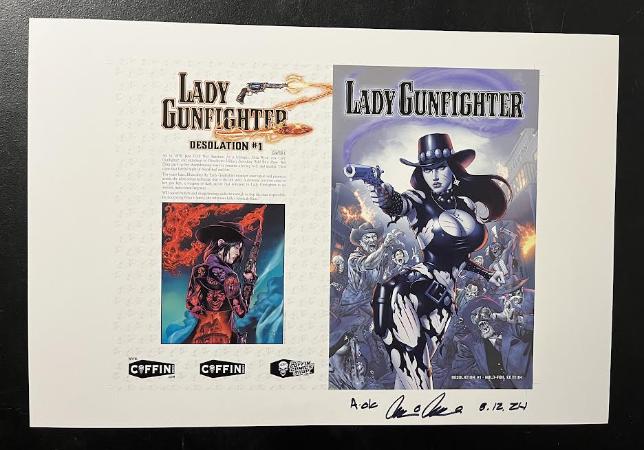 Lady Gunfighter: Desolation - Holo-Foil Edition - Uncut Cover Sheet - Pulido Signed