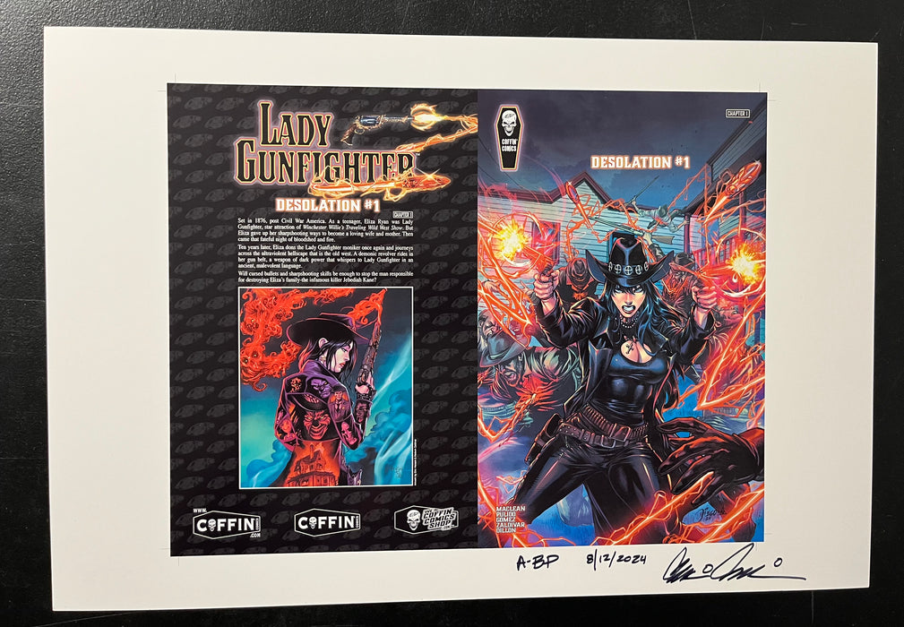 Lady Gunfighter: Desolation - Premiere Edition (No Logo) - Uncut Cover Sheet - Pulido Signed