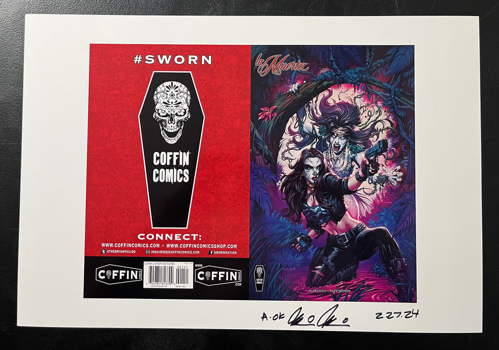 La Muerta: Devious - Comic Shop Elite Edition - Uncut Cover Sheet - Pulido Signed