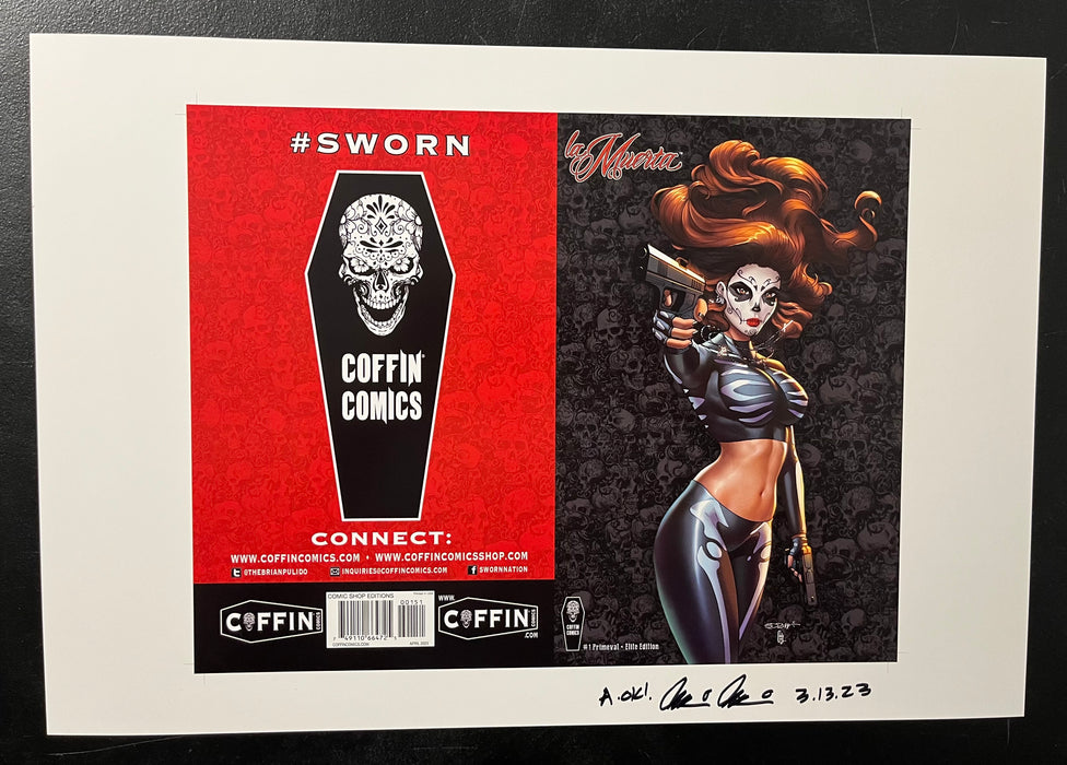 La Muerta: Primeval - Comic Shop Elite Edition - Uncut Cover Sheet - Pulido Signed