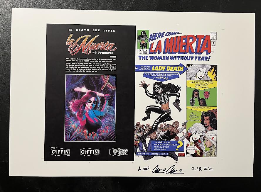 La Muerta: Primeval - Homage Edition - Uncut Cover Sheet - Pulido Signed