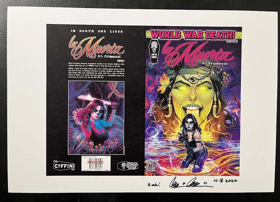 La Muerta: Primeval - Premiere Edition - Uncut Cover Sheet (Foil Placement) - Pulido Signed