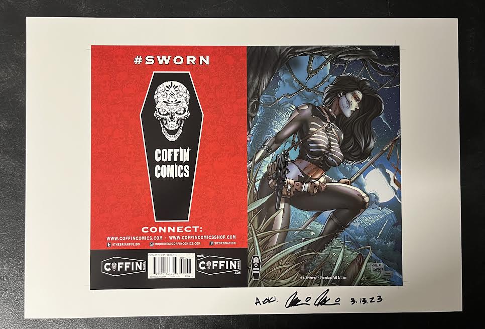 La Muerta: Primeval - Comic Shop Premium Foil Edition - Uncut Cover Sheet - Pulido Signed