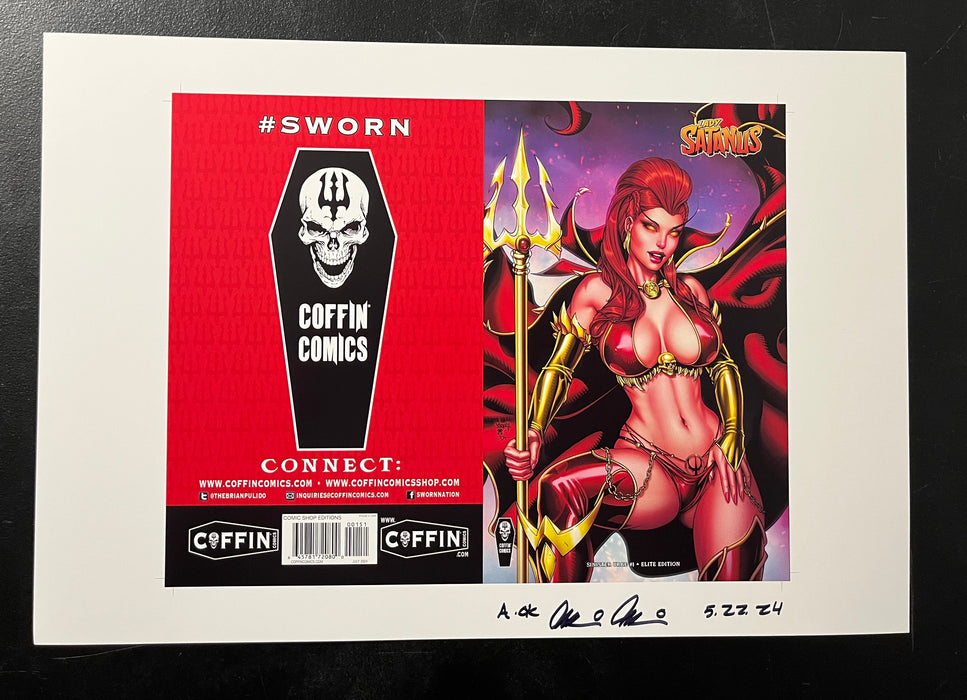 Lady Satanus: Sinister Urge - Comic Shop Elite Edition - Uncut Cover Sheet - Pulido Signed