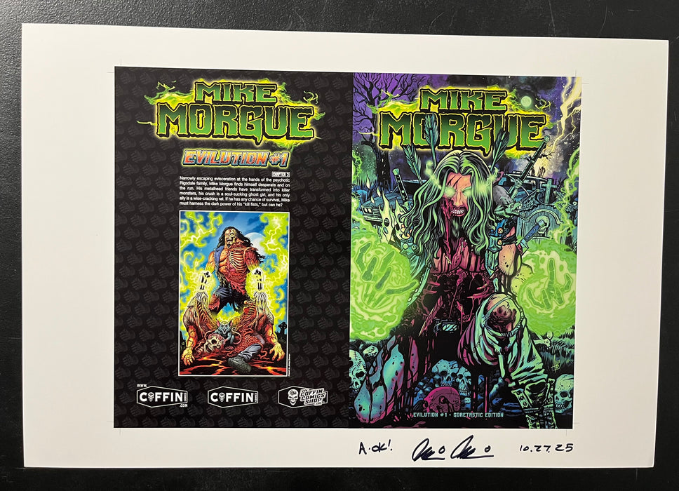 Mike Morgue: Evilution - Goretastic Edition - Uncut Cover Sheet - Pulido Signed