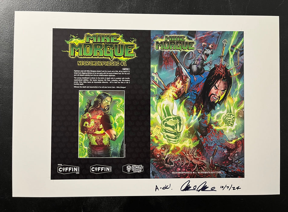 Mike Morgue: Necromorphosis - Bloodbath Edition - Uncut Cover Sheet - Pulido Signed
