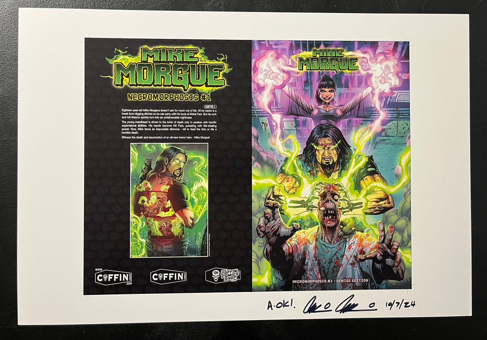 Mike Morgue: Necromorphosis - Demise Edition - Uncut Cover Sheet - Pulido Signed
