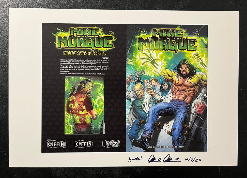 Mike Morgue: Necromorphosis - Rise Edition - Uncut Cover Sheet - Pulido Signed
