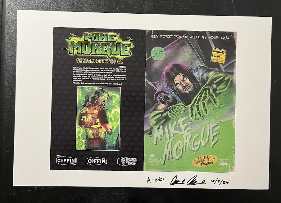 Mike Morgue: Necromorphosis - VHS Edition - Uncut Cover Sheet - Pulido Signed