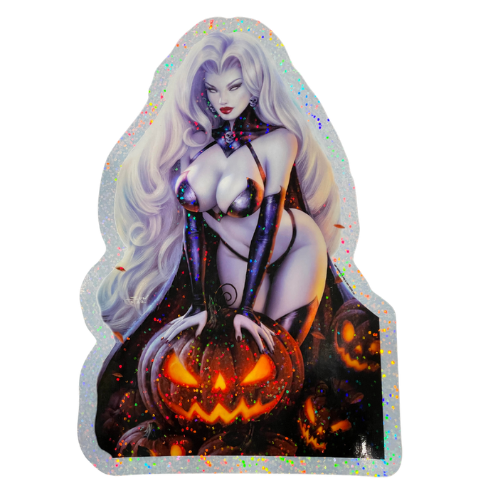 Lady Death: Jack-O-Lantern Glitter 8" Vinyl Sticker