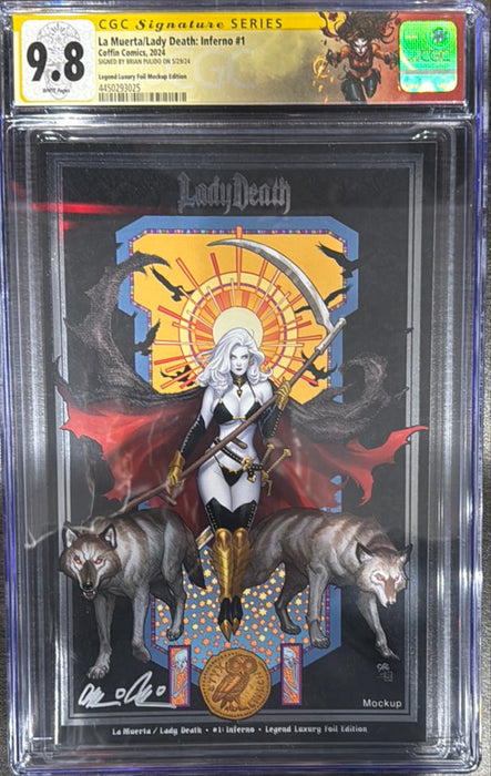 La Muerta / Lady Death: Inferno #1 -  Legend Luxury Foil Edition (Mockup) - Pulido Signed - CGC Signature Series 9.8 (4450293025) - Catacomb 10/31