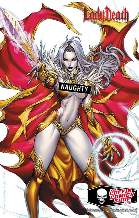 Lady Death: Devotions #1 - Golden Naughty Holo-Foil Edition (BP Edition!) - Catacomb 8/27