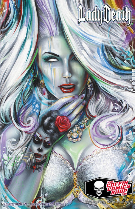 Lady Death: Mischief Night #1 - Cascade Holo-Foil Edition (LOW #6) - Mega Jeweled Copy! (Catacomb 6/4)