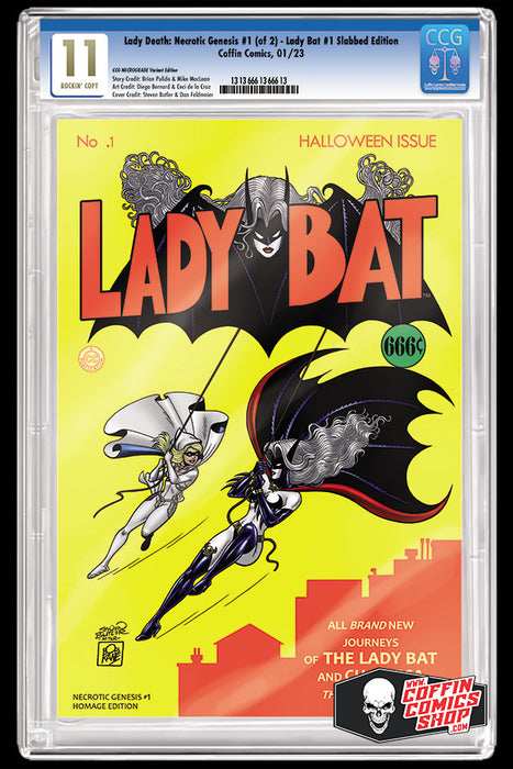 Lady Death: Necrotic Genesis #1 (of 2) - Comic Shop Lady Bat #1 Slabbed Edition