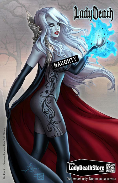 Lady Death: Pin Ups #1 - Naughty Autumn Holo-Foil Edition (Mockup) - Catacomb 3/19