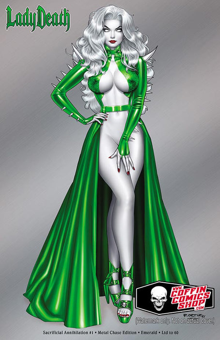 Lady Death: Sacrificial Annihilation - Metal Chase Edition - Emerald (Publisher File Copy) - Catacomb 8/27